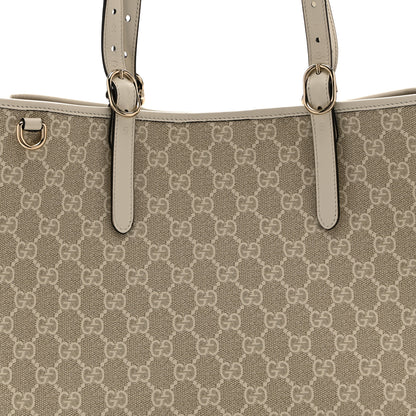 Gucci GG Supreme Monogram Emblem Large Tote Bag  Mystic White Oatmeal 8 of 10