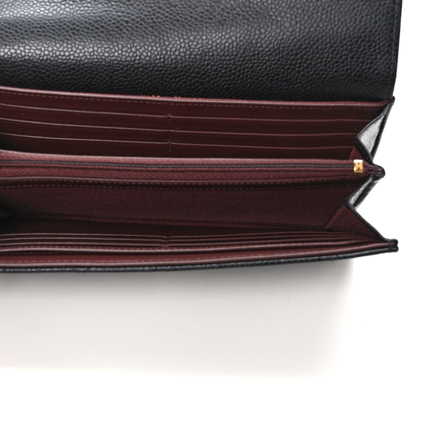 Caviar Quilted Large Gusset Flap Wallet Black