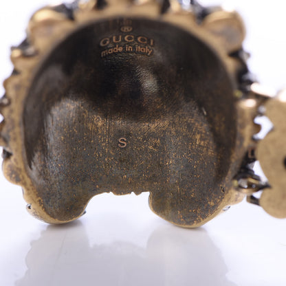 Gucci Metal Crystal Lion Head Bracelet S Aged Gold 5 of 6