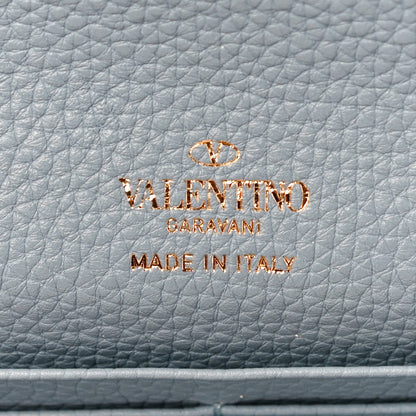 Valentino Garavani Pebbled Calfskin Rockstud Flip Lock Wallet On Chain Niagara 8 of 10