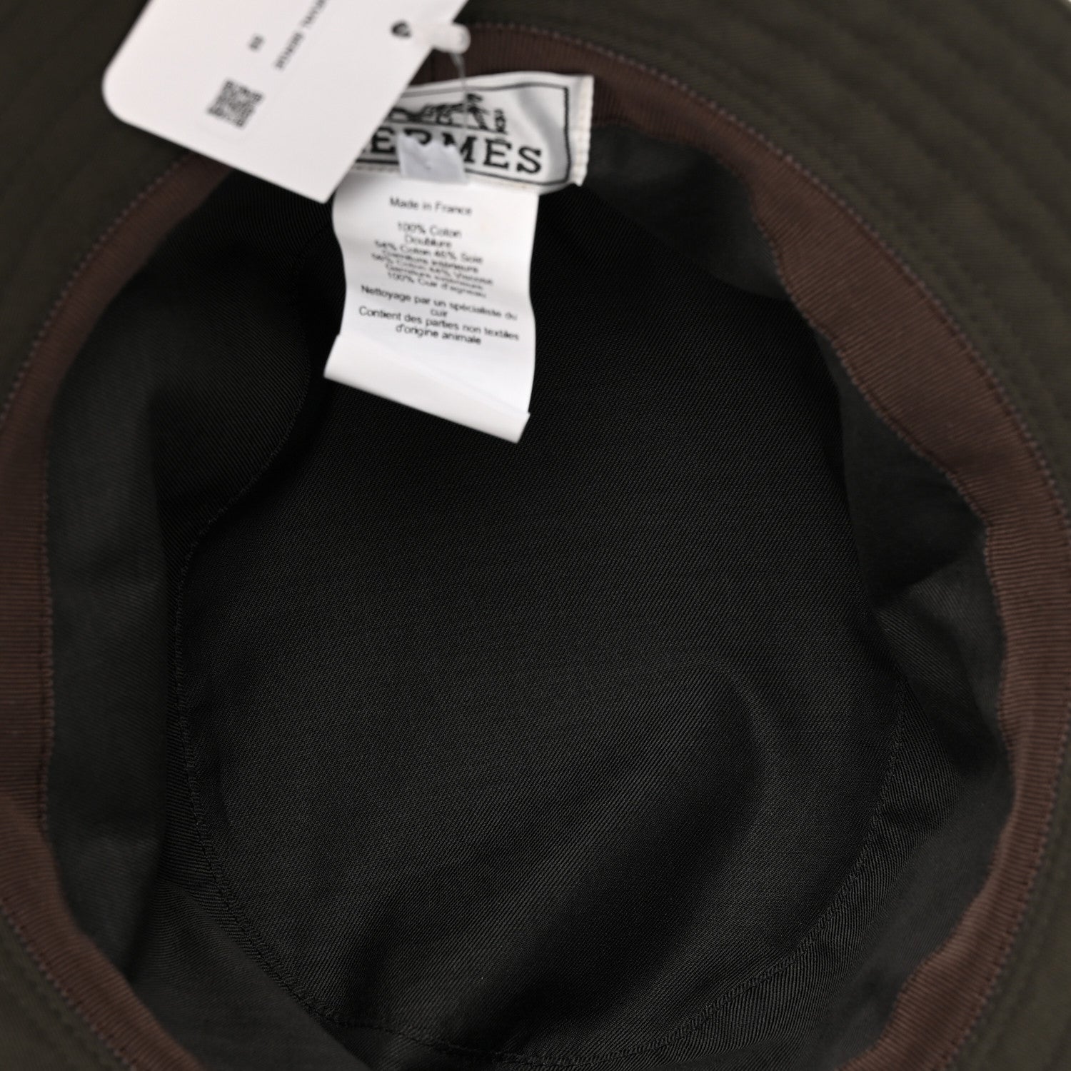 Hermes Cotton Twill Lambskin Fred H'Cheval Bucket Hat 59 Bronze 12 of 14