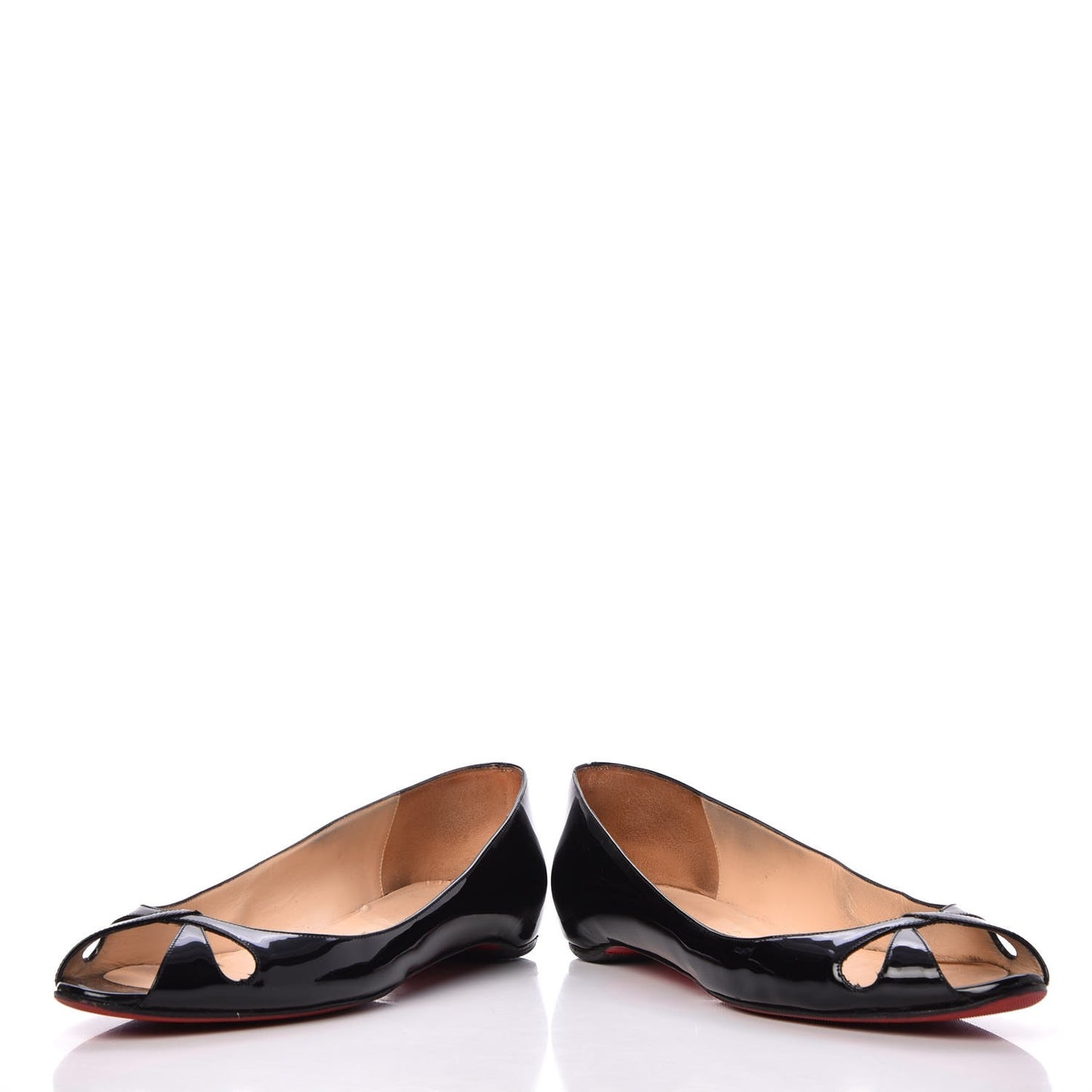 Patent Croisette Peep Toe Flats 40 Black