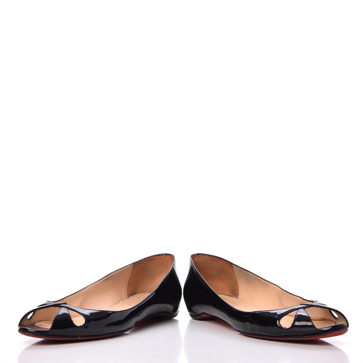 Christian Louboutin Patent Croisette Peep Toe Flats 40 Black 6 of 14