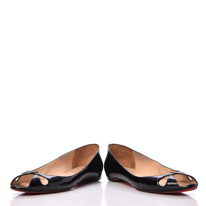 Christian Louboutin Patent Croisette Peep Toe Flats 40 Black 6 of 14