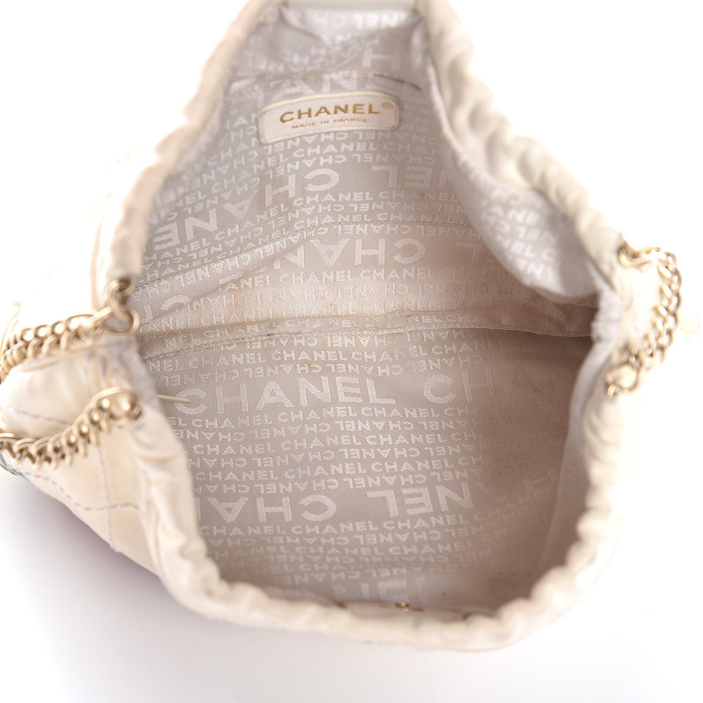 Lambskin Stitched Camellia Shoulder Bag White