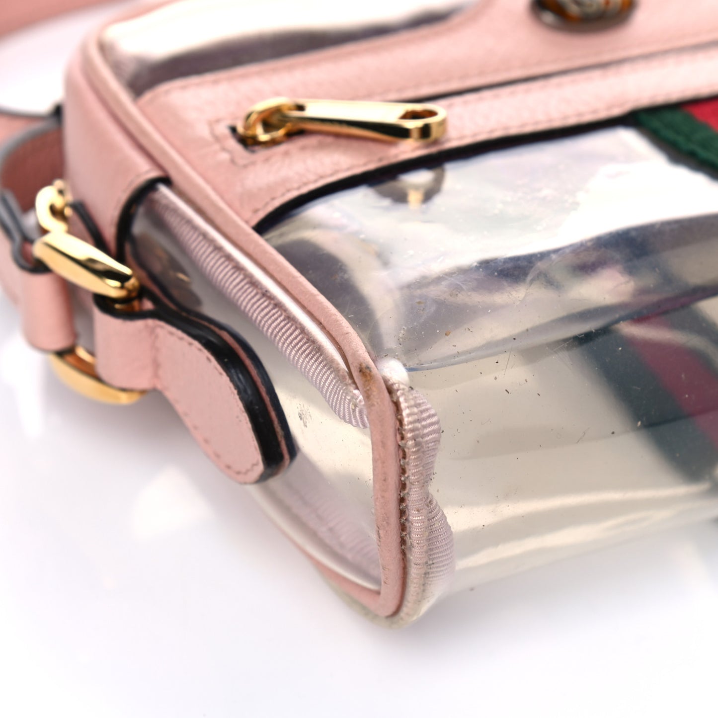 Vinyl Web Mini Ophidia Transparent Shoulder Bag Perfect Pink