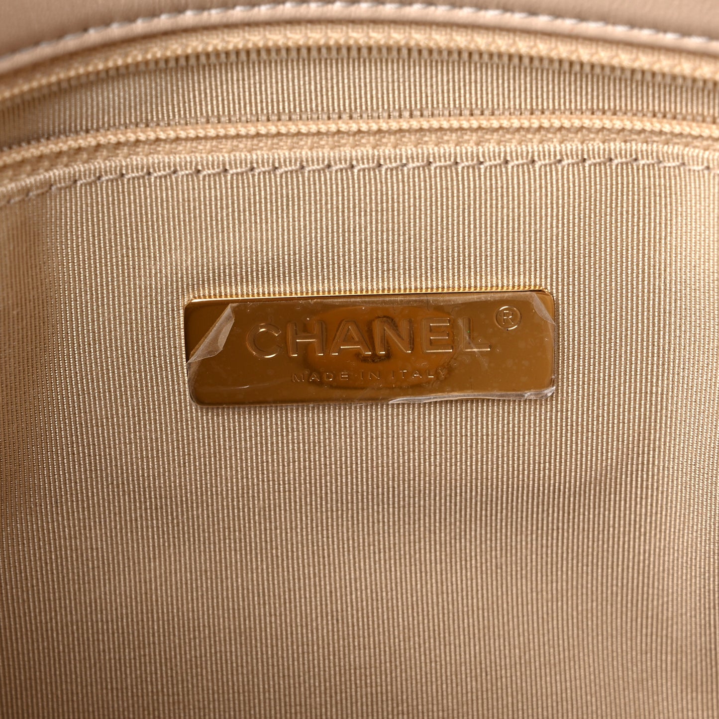 Lambskin Quilted Large Chanel 19 Flap Beige