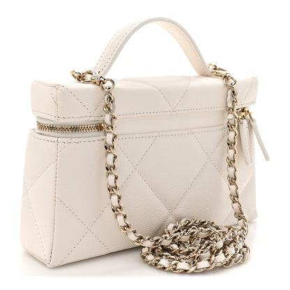 Chanel Caviar Quilted Top Handle Slim Vanity With Chain White 3 of 13