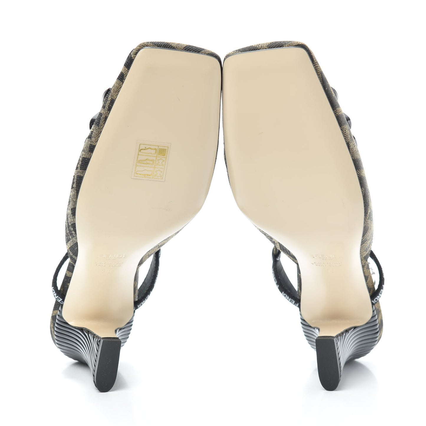 Jacquard FFreedom Decollete Slingback Square Toe Pumps 38 Tobacco