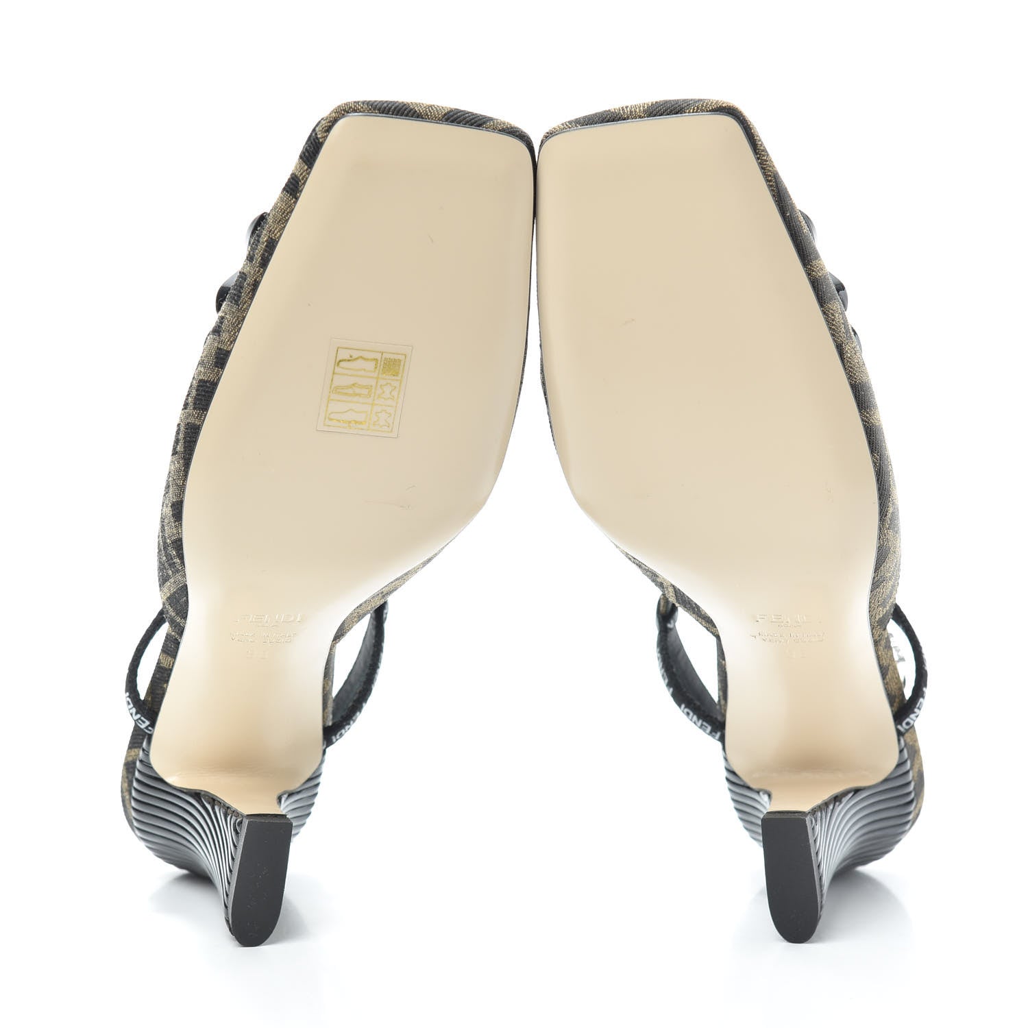 Fendi Jacquard FFreedom Decollete Slingback Square Toe Pumps 38 Tobacco 7 of 7