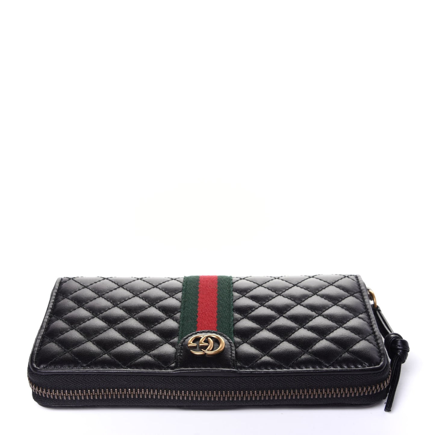 Calfskin Web Trapuntata GG Zip Around Wallet Black
