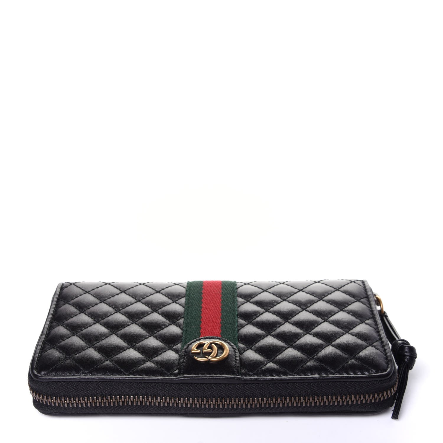 Gucci Calfskin Web Trapuntata GG Zip Around Wallet Black 10 of 11