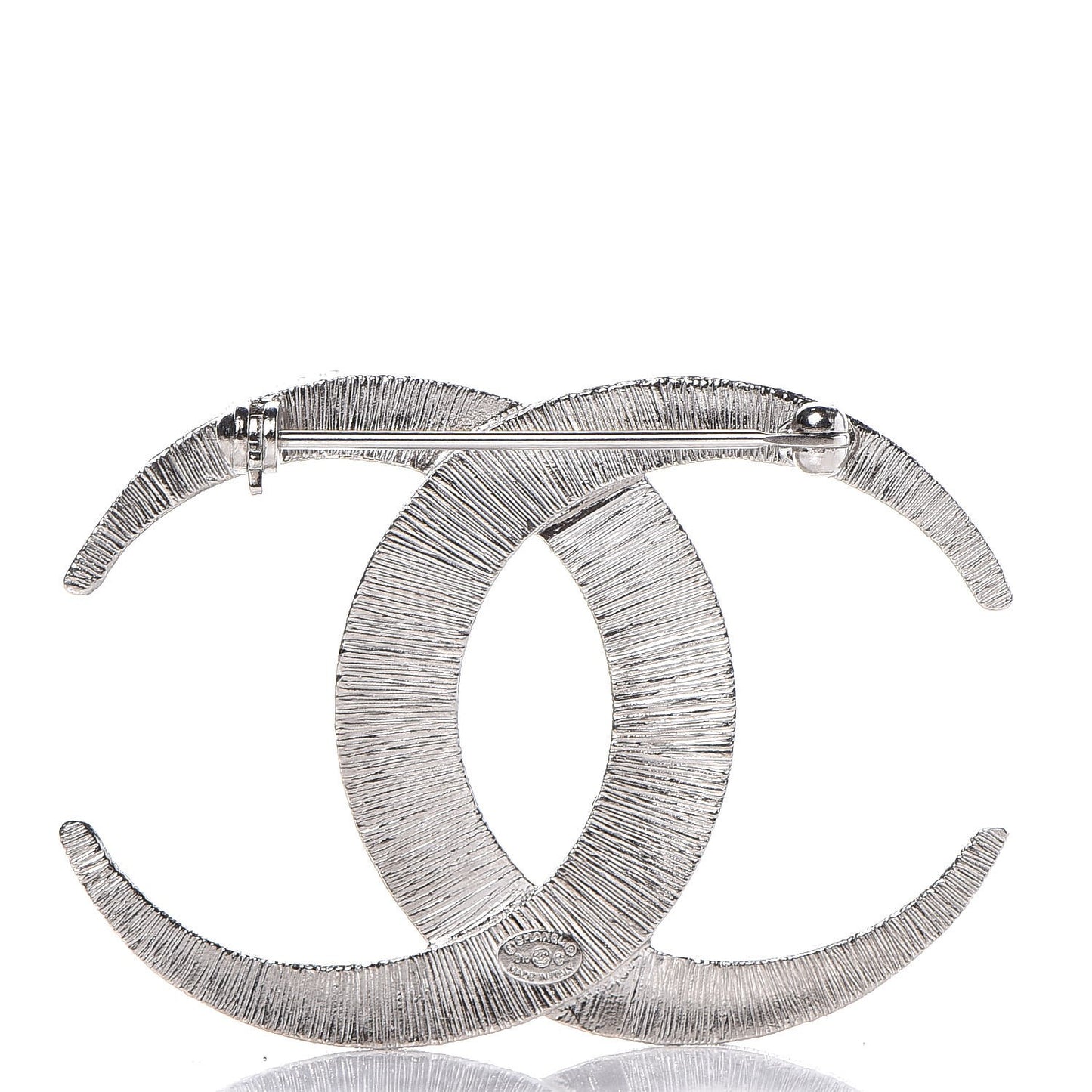 Baguette Crystal CC Brooch Silver