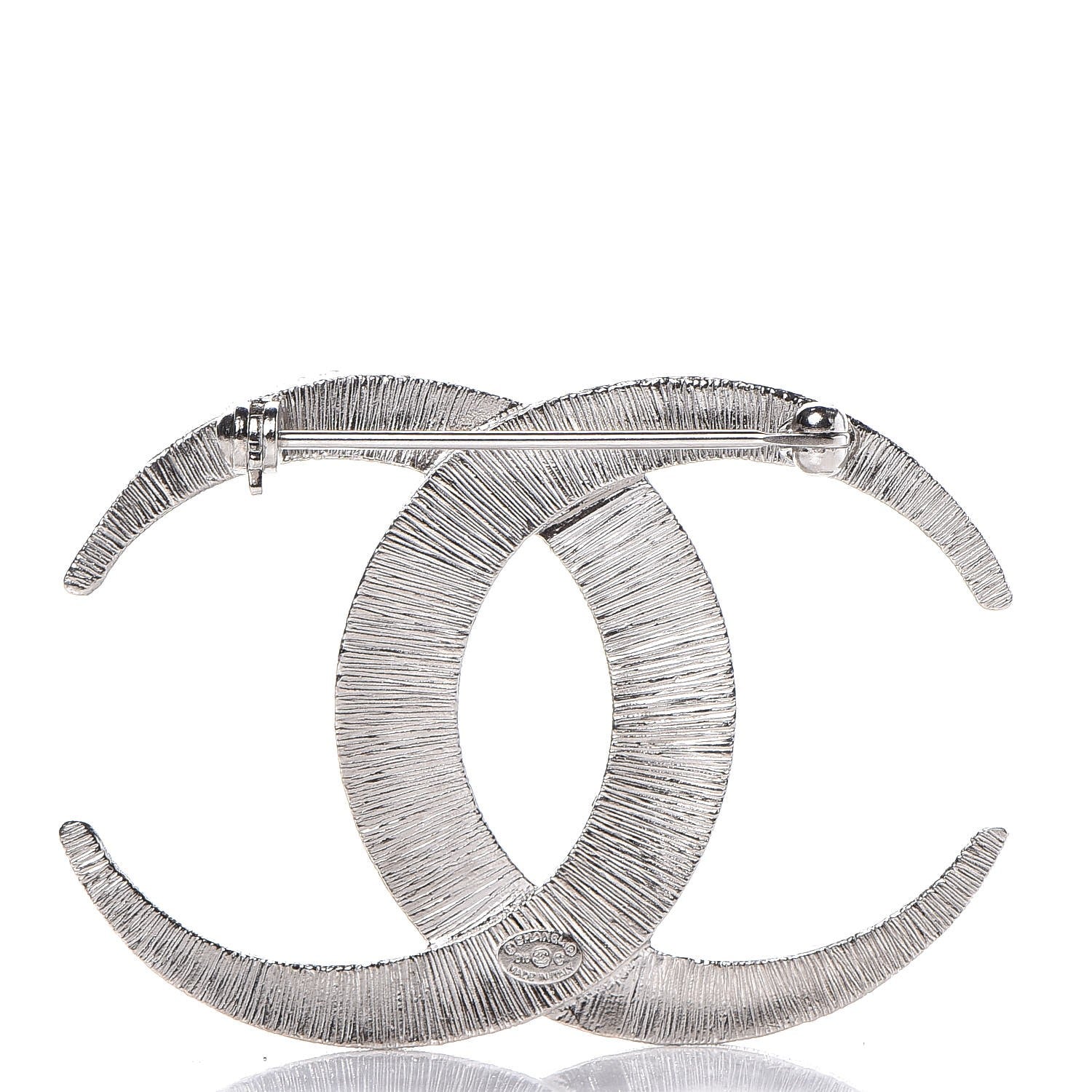 Chanel Baguette Crystal CC Brooch Silver 3 of 4