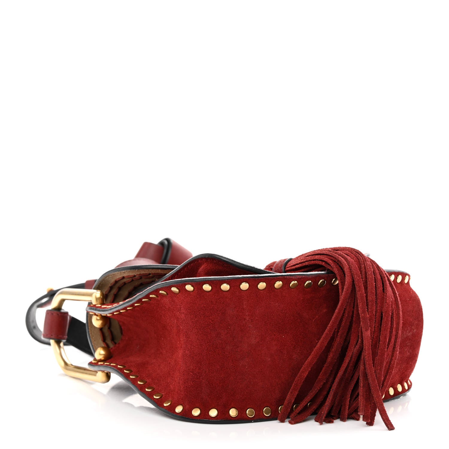 Chloe Suede Calfskin Braided Mini Hudson Shoulder Bag Sienna Red 4 of 10