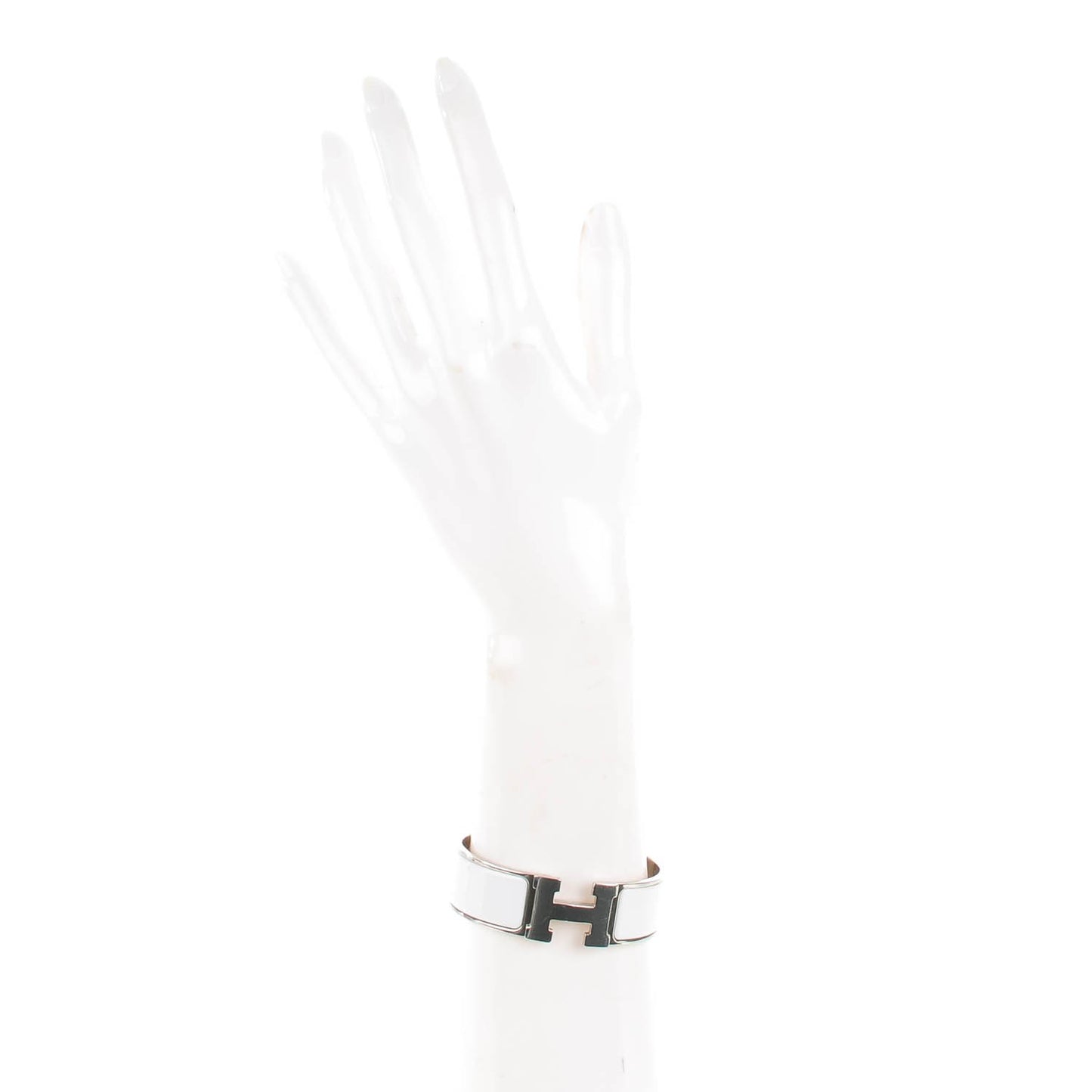 Enamel Wide Clic Clac H Bracelet GM White