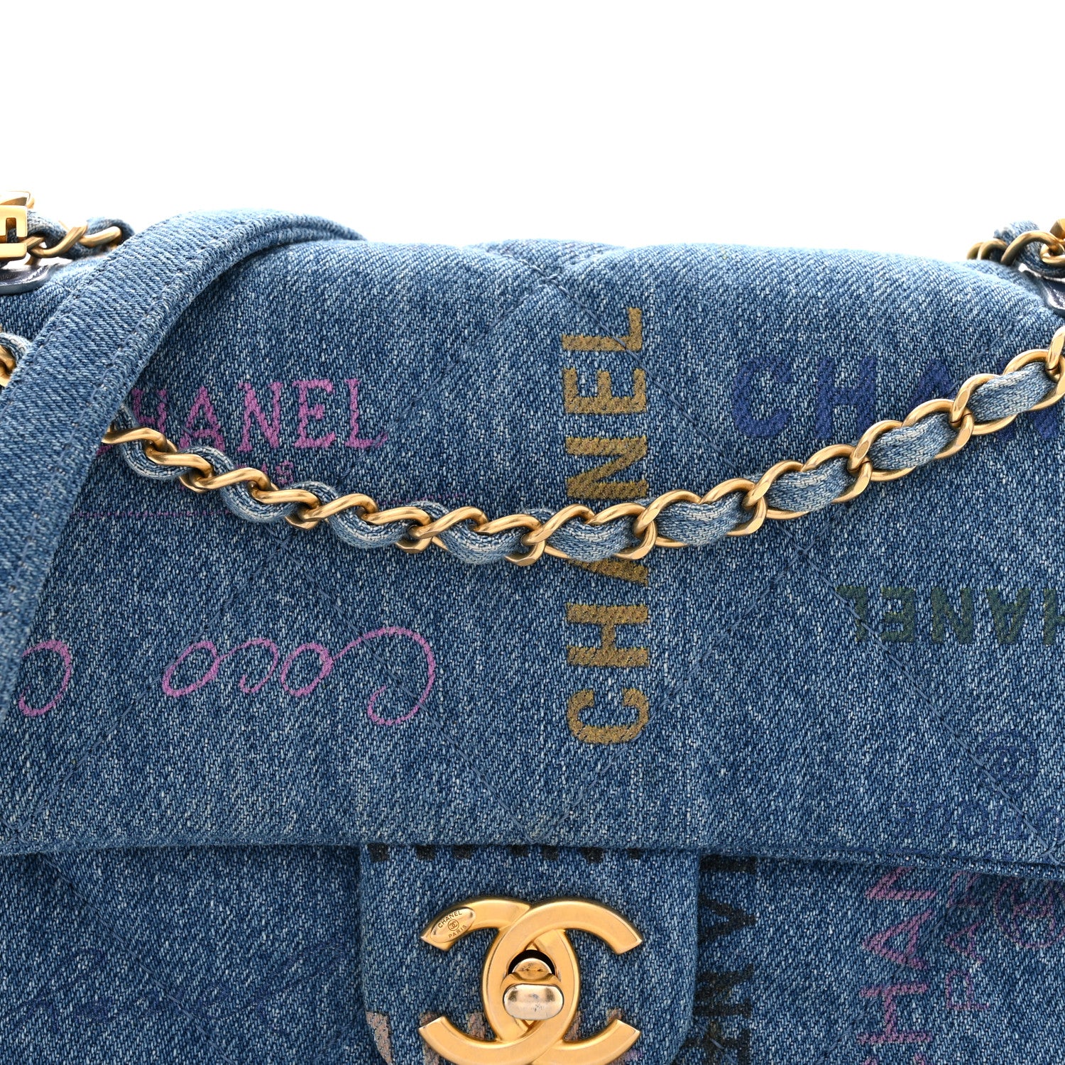 Chanel Denim Quilted Mini Denim Mood Rectangular Flap Blue Multicolor 8 of 10