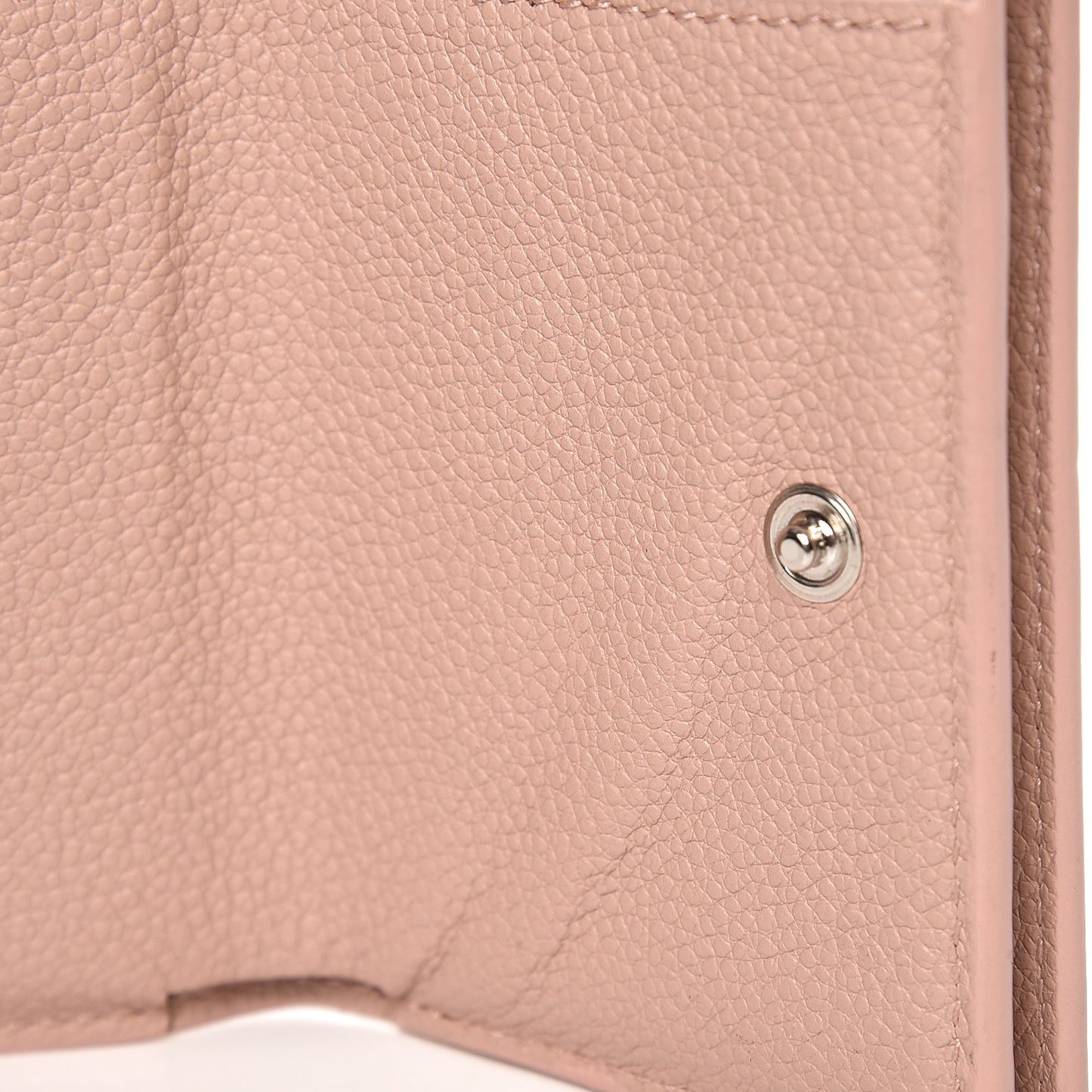 Grained Calfskin Paris Petite Compact Wallet Pale Pink