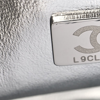 Chanel Hammered Metallic Calfskin Quilted Small Double Flap Silver 7 of 13