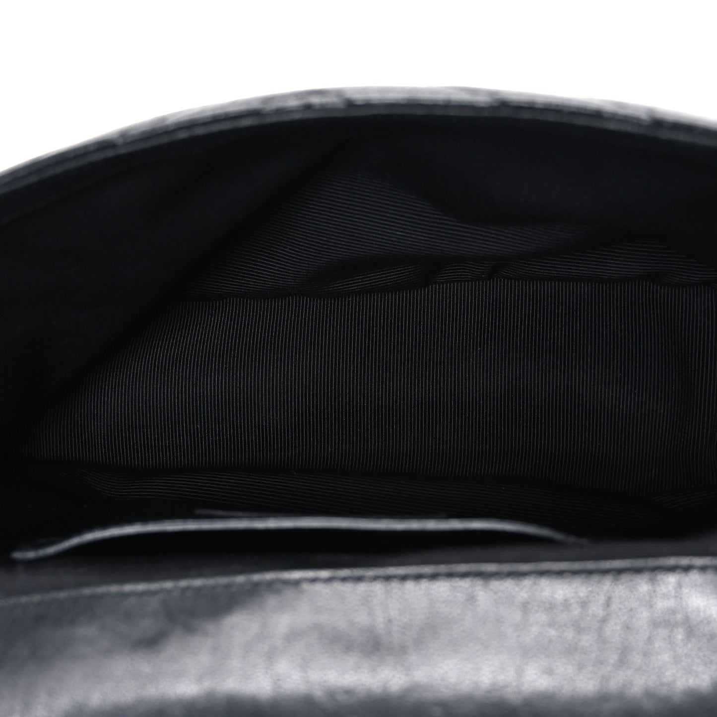Grained Calfskin Matelasse Chevron Medium Monogram Chain Bag Black