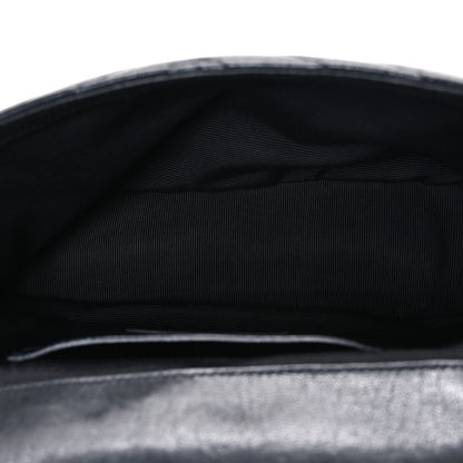 Saint Laurent Grained Calfskin Matelasse Chevron Medium Monogram Chain Bag Black 5 of 11