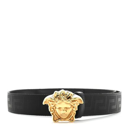 Versace Calfskin Canvas La Medusa Belt 95 38 Black 1 of 5