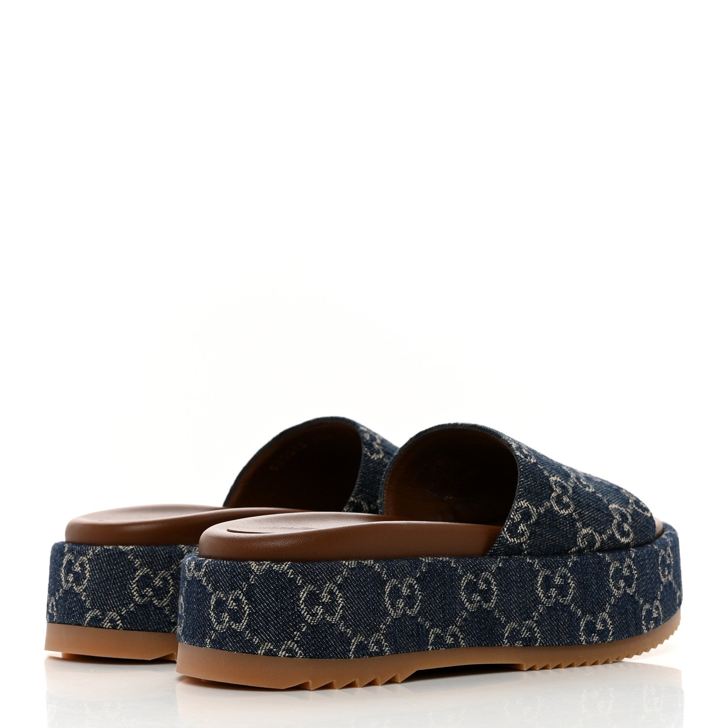 Gucci New Denim GG Monogram Angelina Platform 55mm Slide Sandals 36.5 Blue Tea 4 of 8