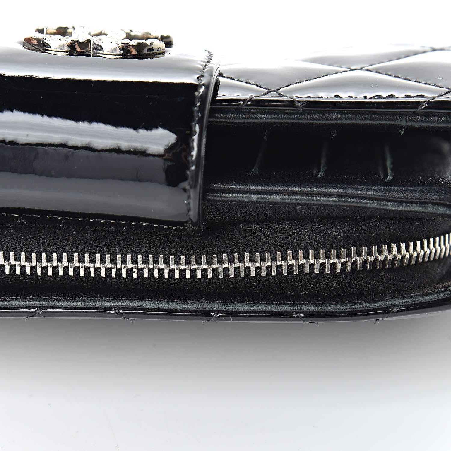 Chanel Patent Quilted Brilliant Zipped Pocket Wallet Black 13 of 13