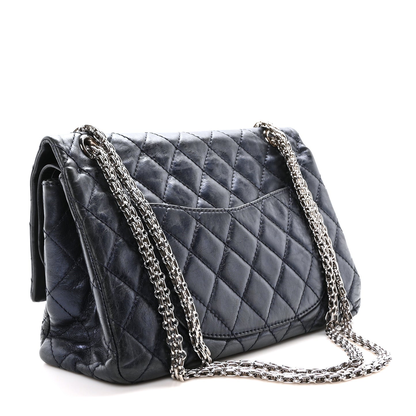 Metallic Aged Calfskin Quilted 2.55 Reissue 226 Flap Blue