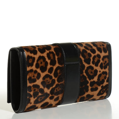 Gucci Calf Hair Jaguar Printed Small Lady Buckle Clutch Black 3 of 9