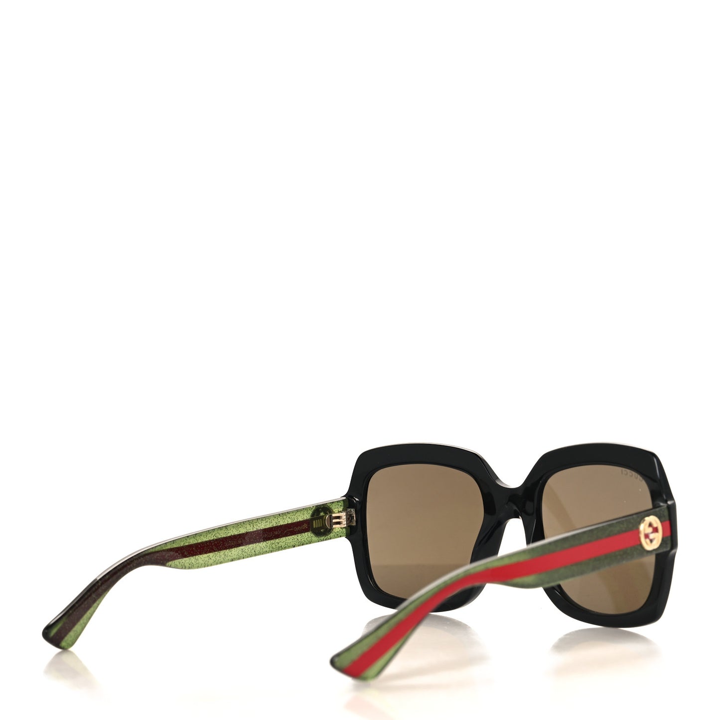 Acetate Square Frame Web Glitter Sunglasses GG0036S Black Green