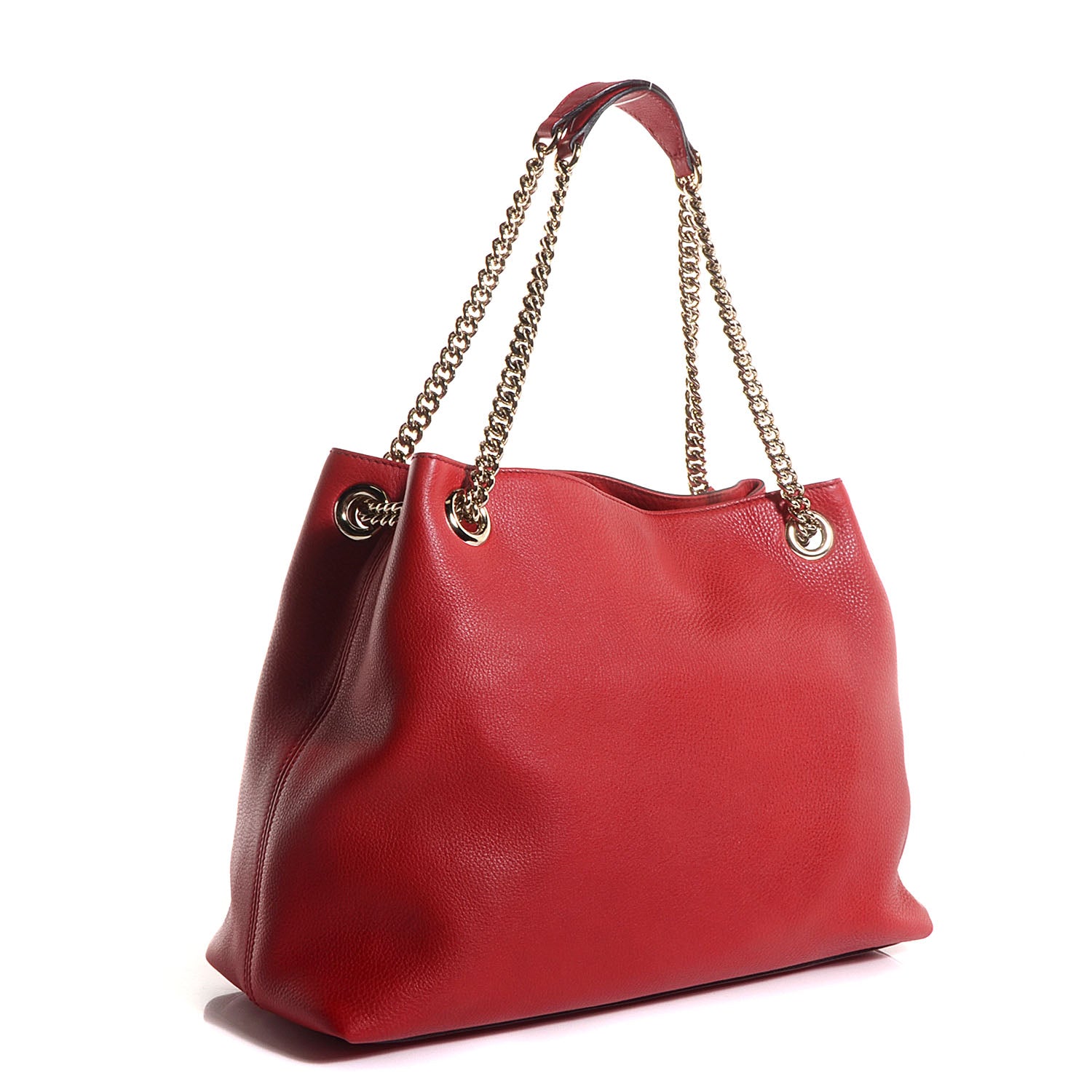 Gucci Pebbled Calfskin Medium Soho Chain Shoulder Bag Red 3 of 9