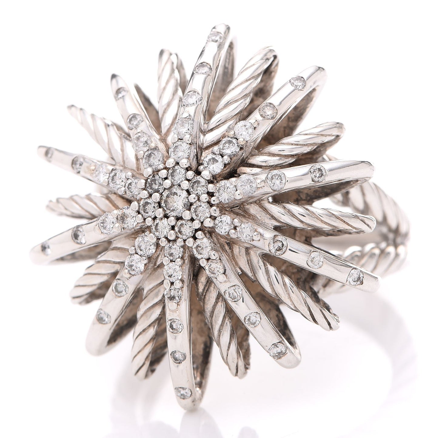 Sterling Silver Diamond 25mm Starburst Ring 54 7