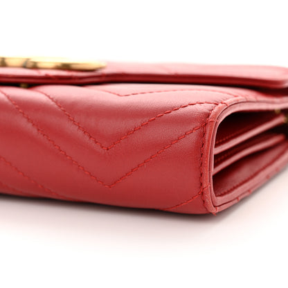 Gucci Calfskin Matelasse GG Marmont Chain Wallet Hibiscus Red 10 of 16