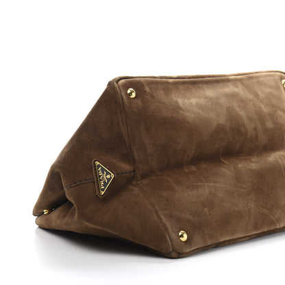 Prada Suede Scamosciato Logo Tote Sigaro 8 of 13