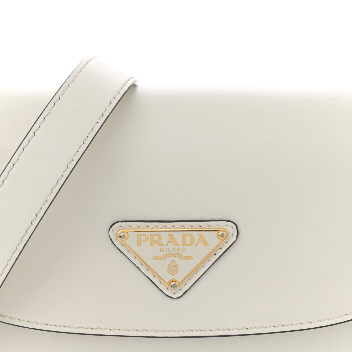 Soft Calfskin Triangle Arque Flap Shoulder Bag White