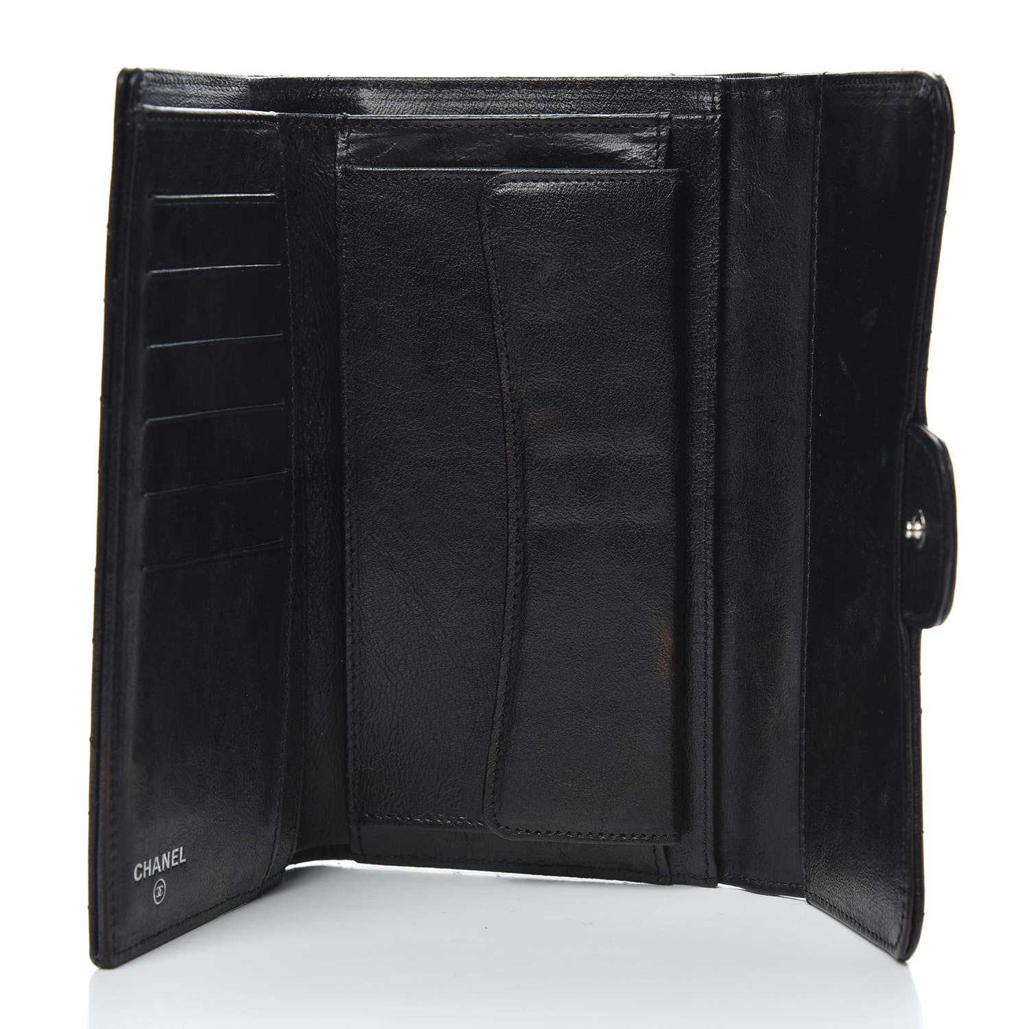 Chanel Calfskin Quilted Large Flap Wallet Black 5 of 12