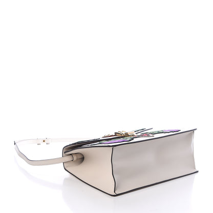 Gucci Calfskin Embroidered Medium Sylvie Top Handle Bag White 4 of 9