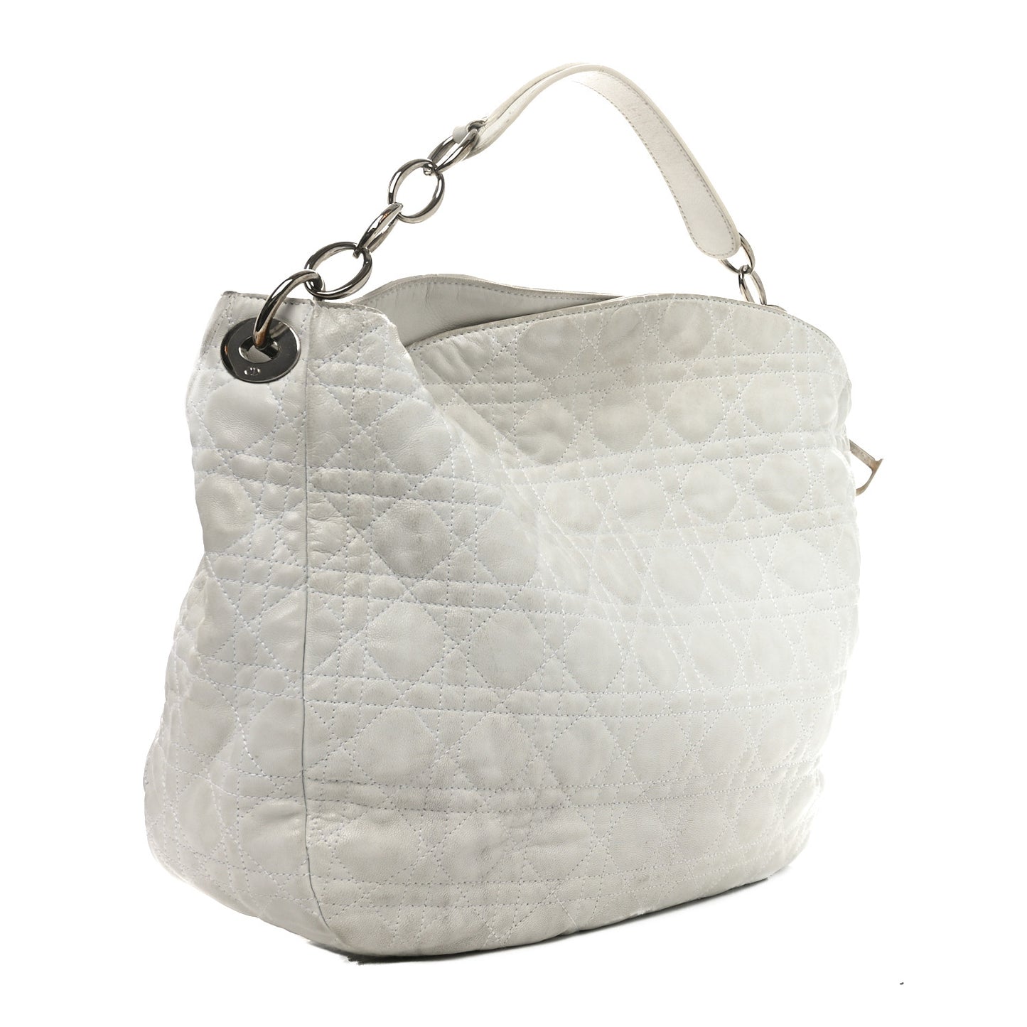Lambskin Cannage Large Dior Soft Hobo White