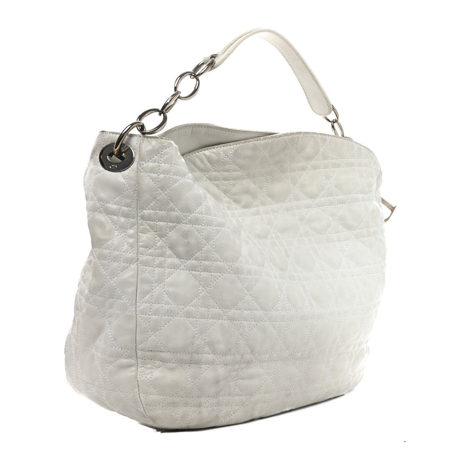 Christian Dior Lambskin Cannage Large Dior Soft Hobo White 3 of 12