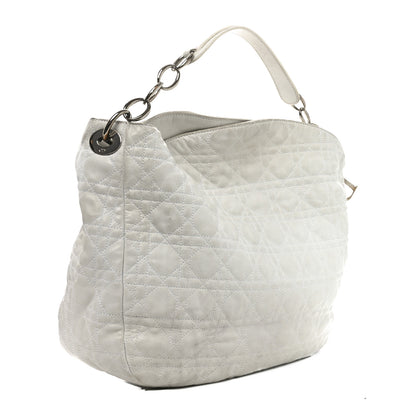 Christian Dior Lambskin Cannage Large Dior Soft Hobo White 3 of 12
