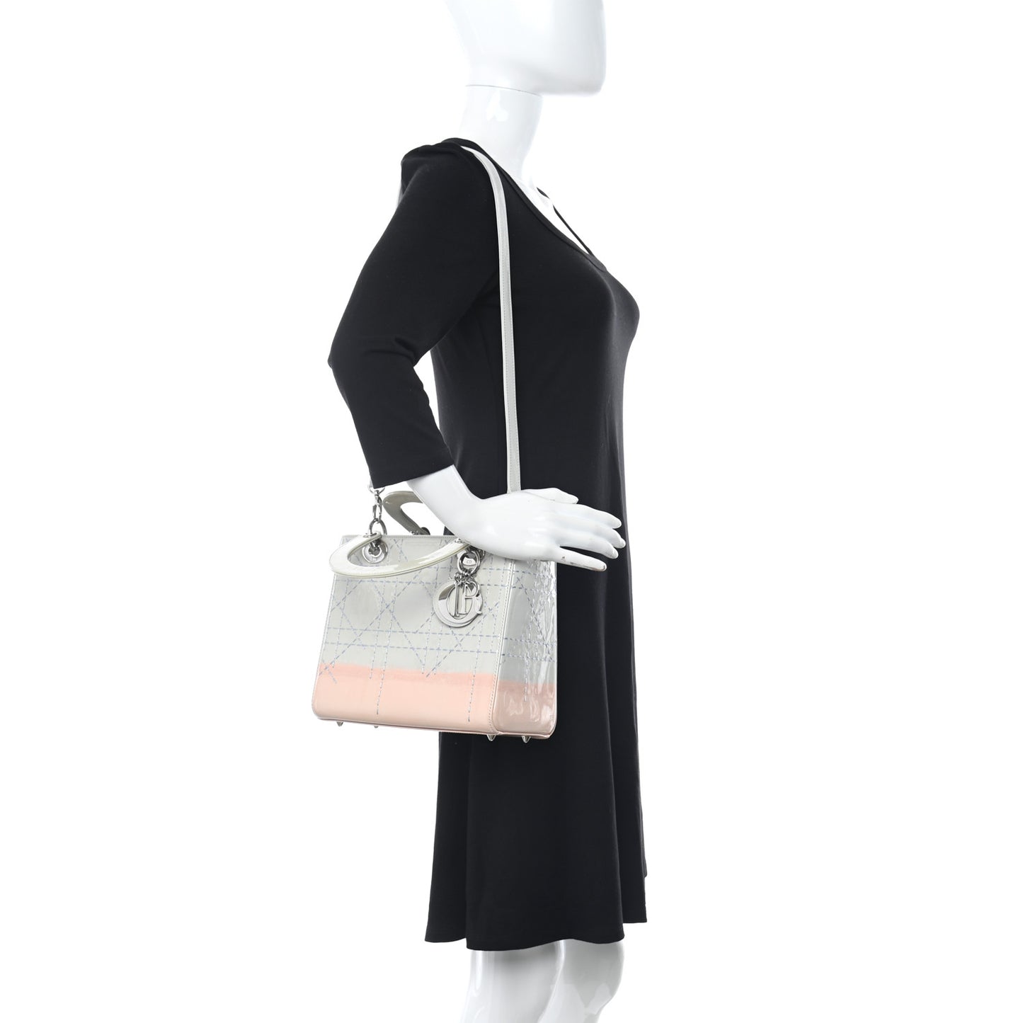 Patent Cannage Gradient Medium Lady Dior Blue Coral