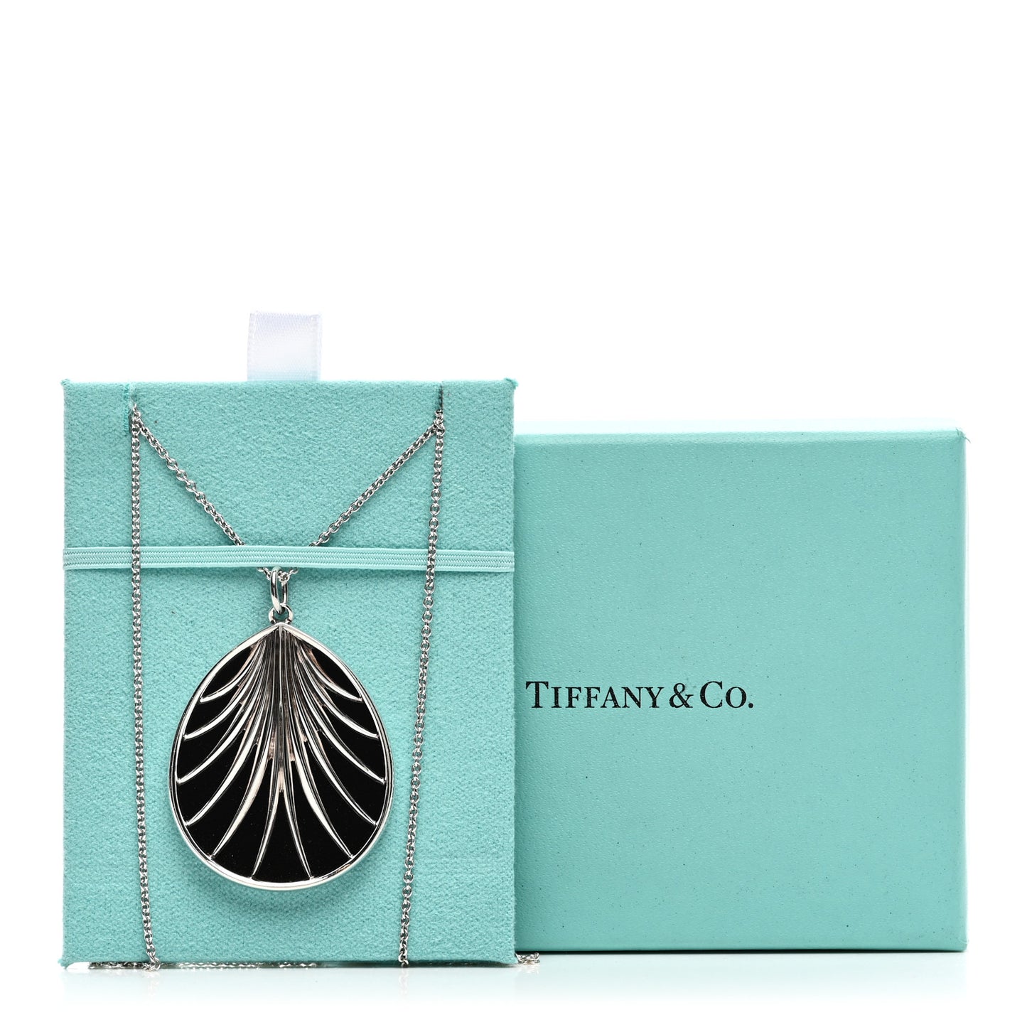 Sterling Silver Black Onyx Paloma Picasso Villa Palm Pendant Necklace