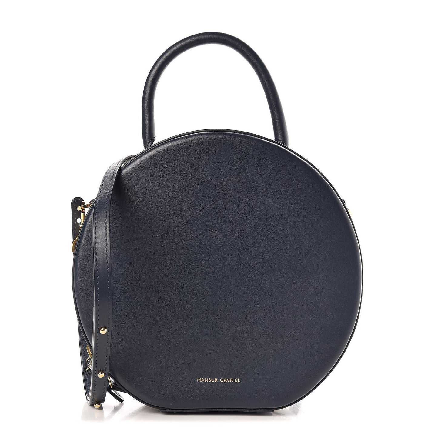 Calfskin Circle Crossbody Bag Blu