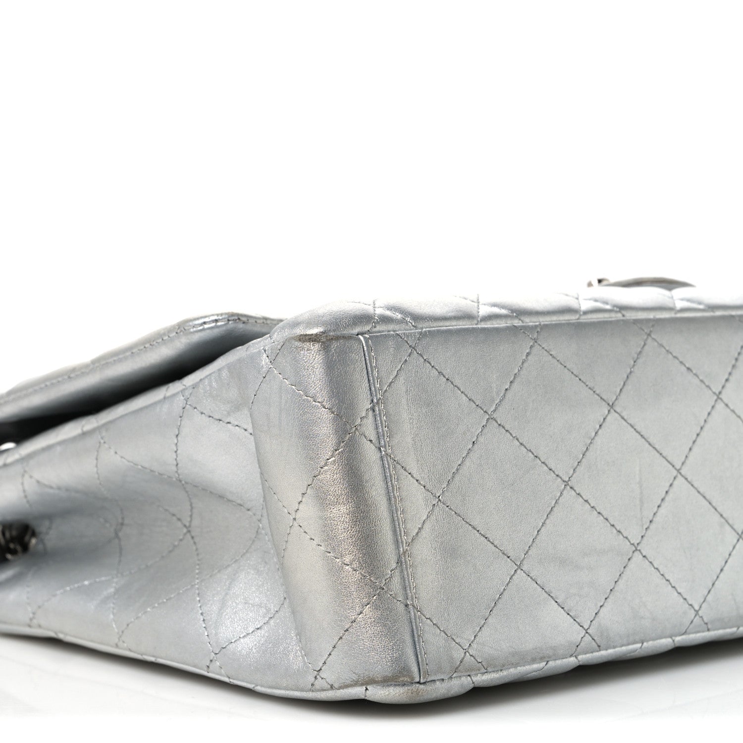 Chanel Metallic Lambskin Quilted Jumbo Single Flap Silver 8 of 11