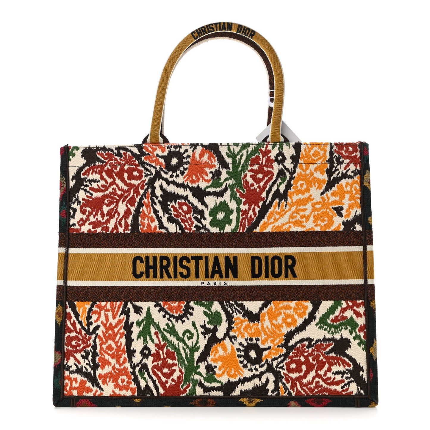Canvas Embroidered Large Paisley Book Tote Multicolor