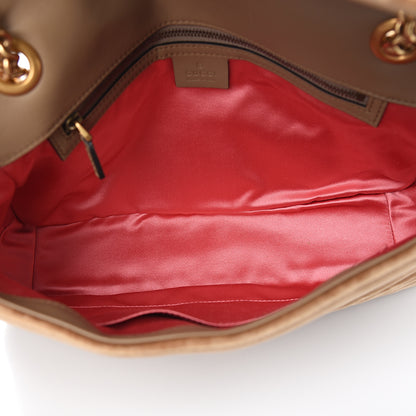 Gucci Velvet Matelasse Medium GG Marmont Shoulder Bag Taupe 4 of 9