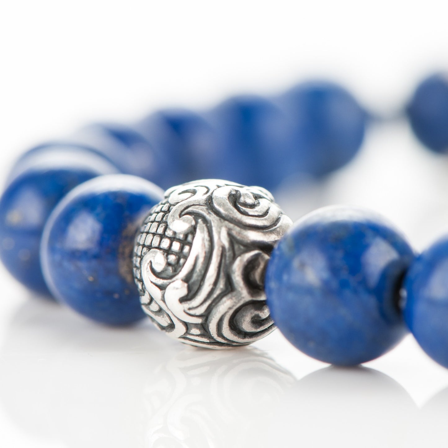 Sterling Silver Lapix Lazuli Spiritual Beads 8mm Bracelet