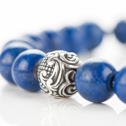 David Yurman Sterling Silver Lapix Lazuli Spiritual Beads 8mm Bracelet 3 of 5