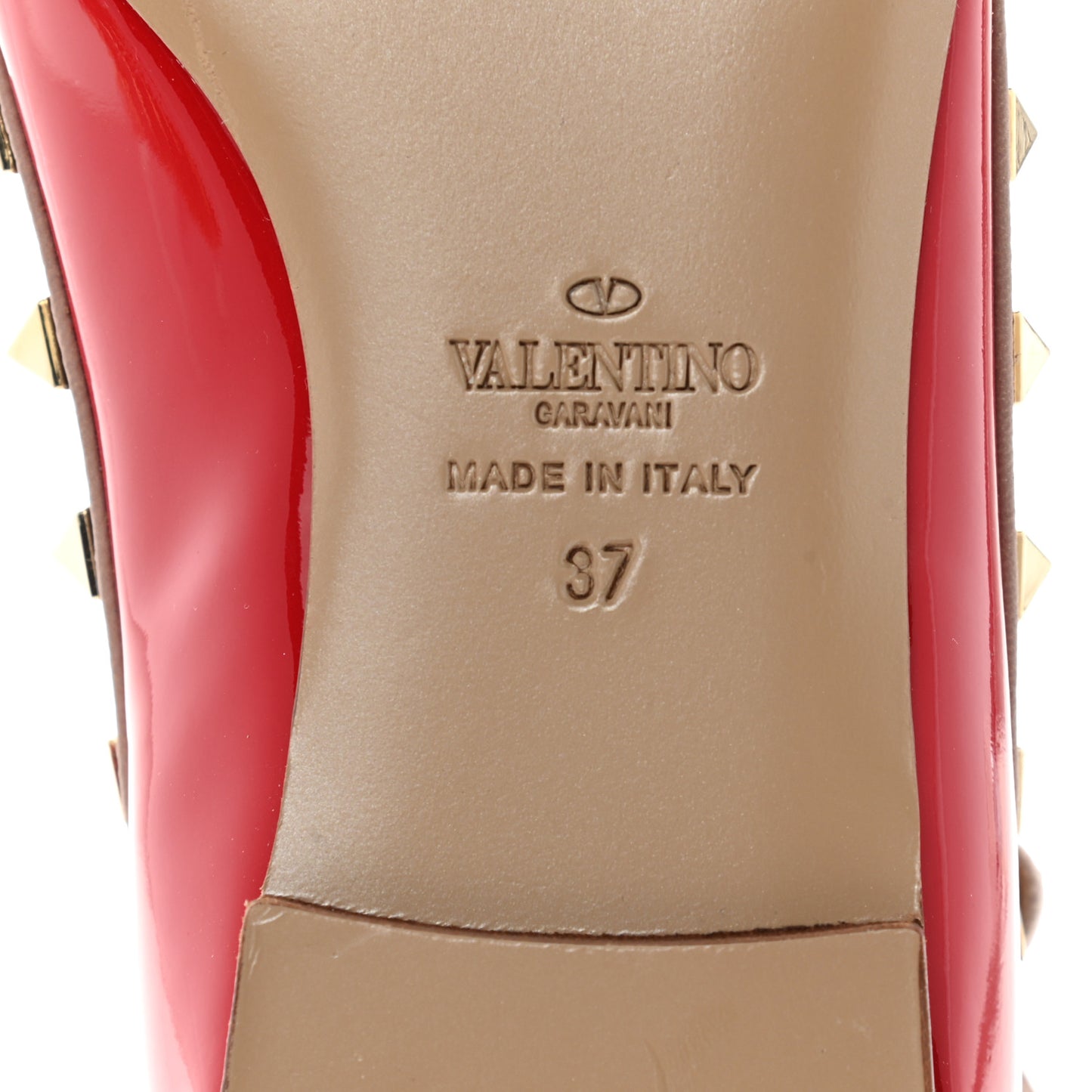 Patent Nappa Rockstud Cage Ballerina Flats 37 Red Poudre